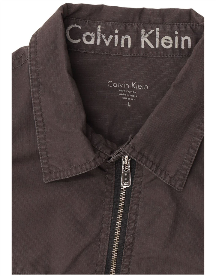 Camisa militar Calvin Klein para hombre de algodón gris grande