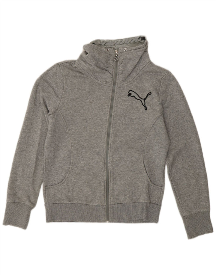 Puma Mujer Chándal Top Chaqueta UK 10 Pequeño Gris Moteado Algodón