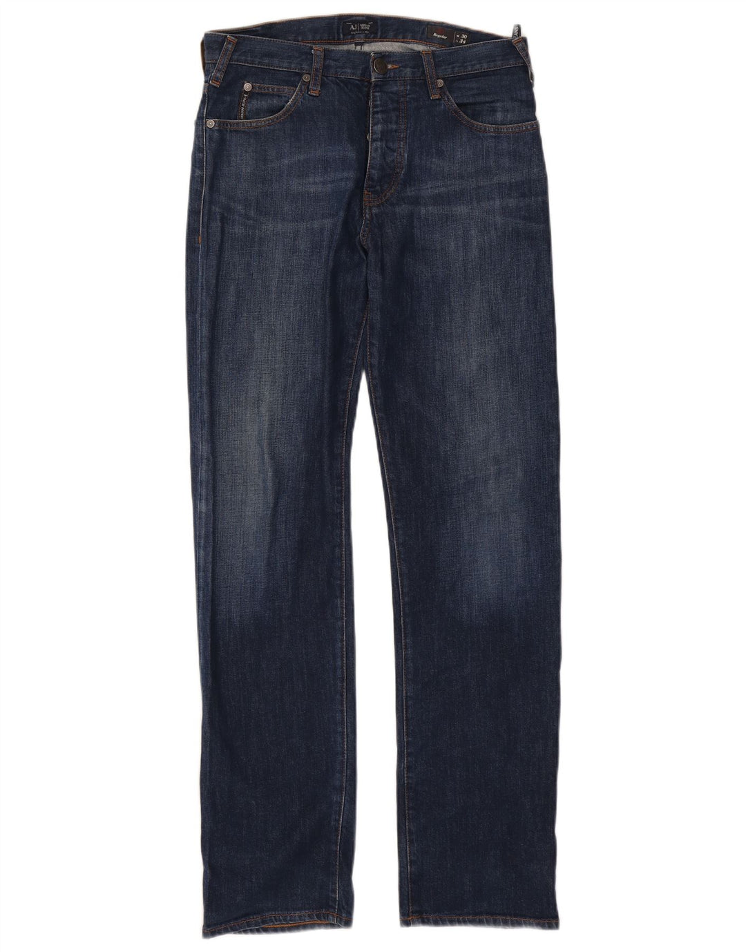 Armani Vaqueros rectos de corte regular para hombre W30 L32 Algodón azul marino