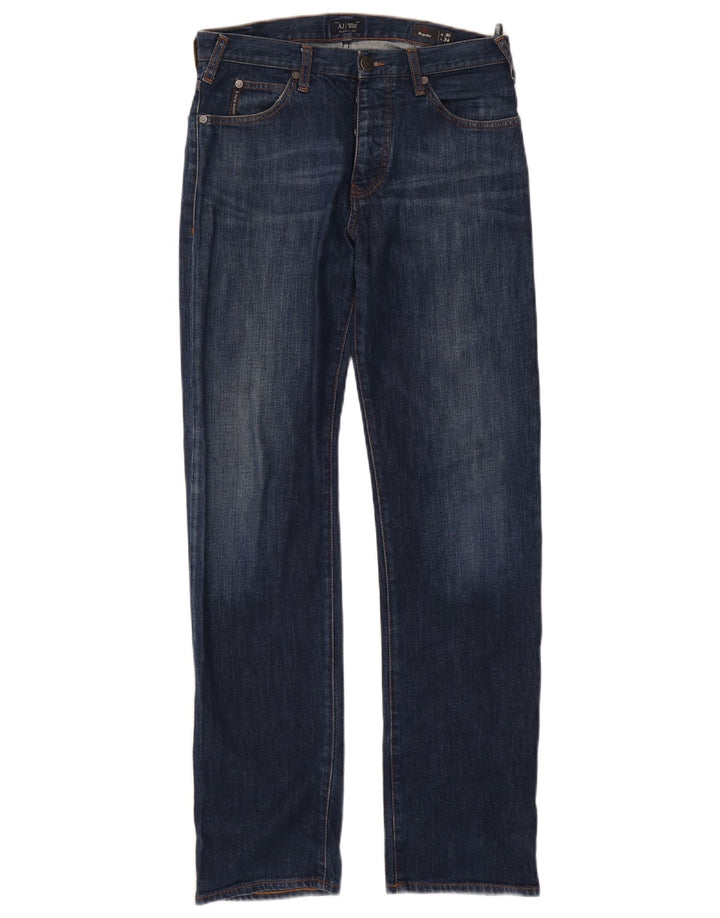 Armani Vaqueros rectos de corte regular para hombre W30 L32 Algodón azul marino