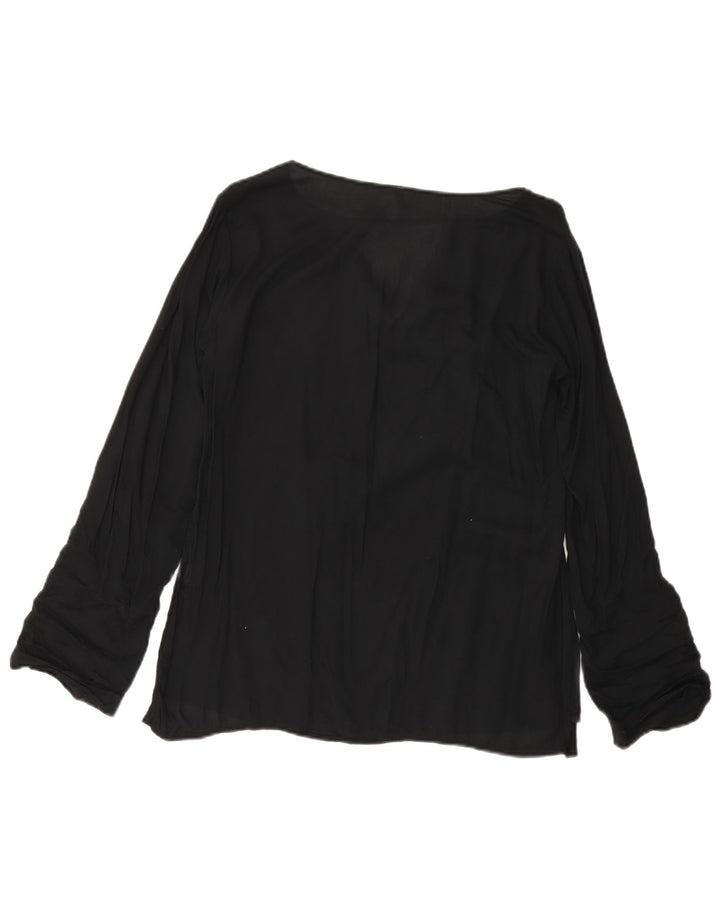 BENETTON Blusa de manga larga para mujer UK 44 Medium Black Viscosa