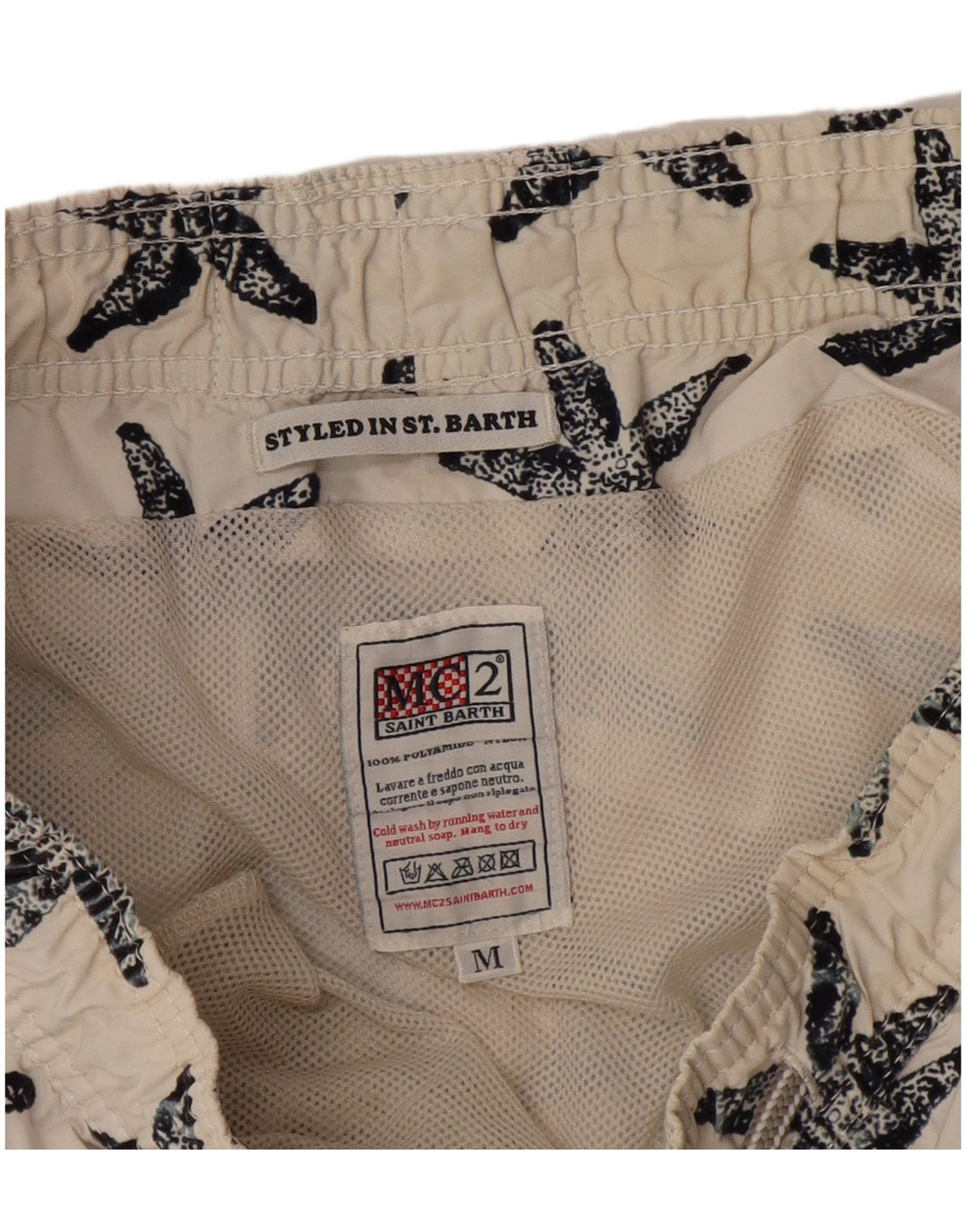 MC2 SAINT BARTH Bañador con estampado abstracto para hombre, color blanco mediano
