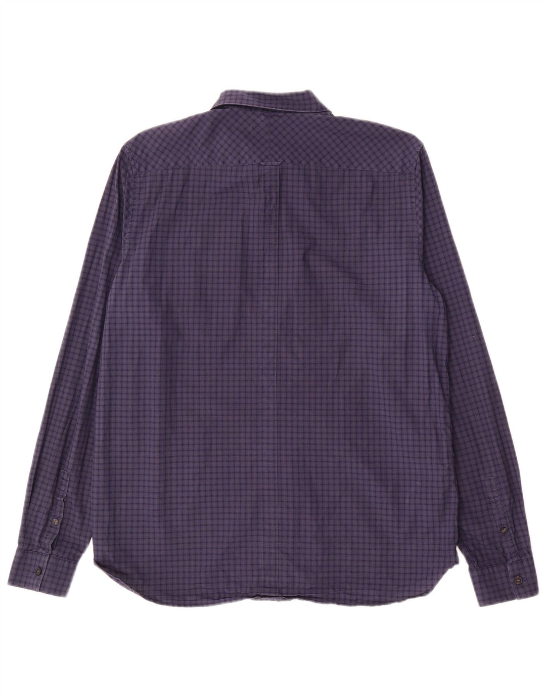 FRED PERRY Camisa para hombre grande de algodón a cuadros azul marino
