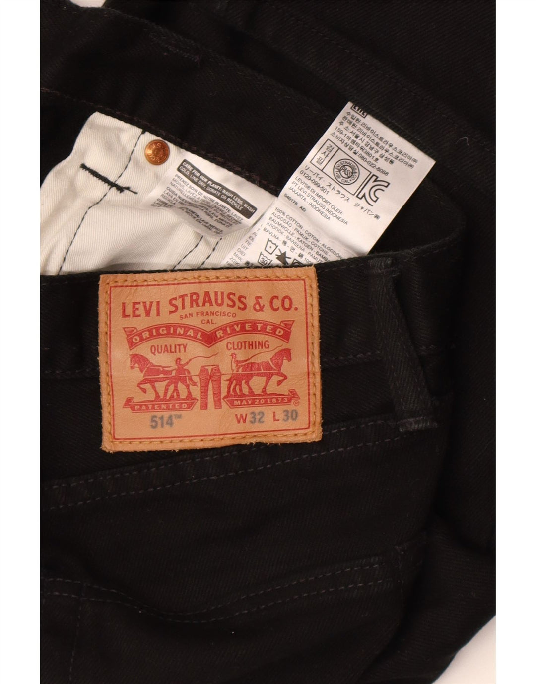 Levi's Jeans rectos 514 para hombre W32 L30 Algodón negro