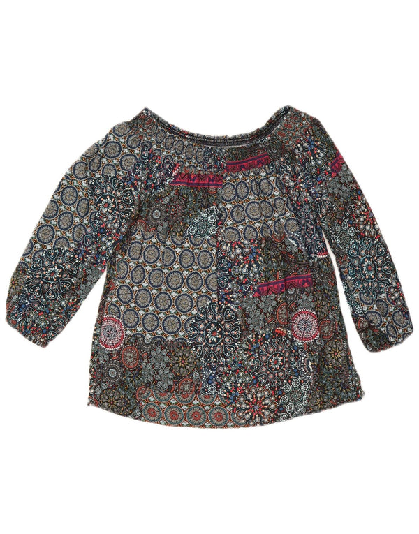Desigual Blusa de manga 3/4 para mujer Top UK 10 Small Gris Floral Viscosa