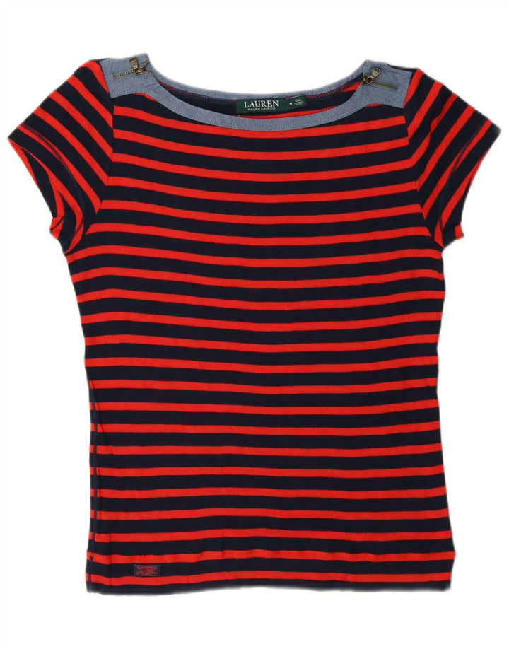 Ralph Lauren - Camiseta para mujer, talla 40, talla mediana, color rojo a rayas
