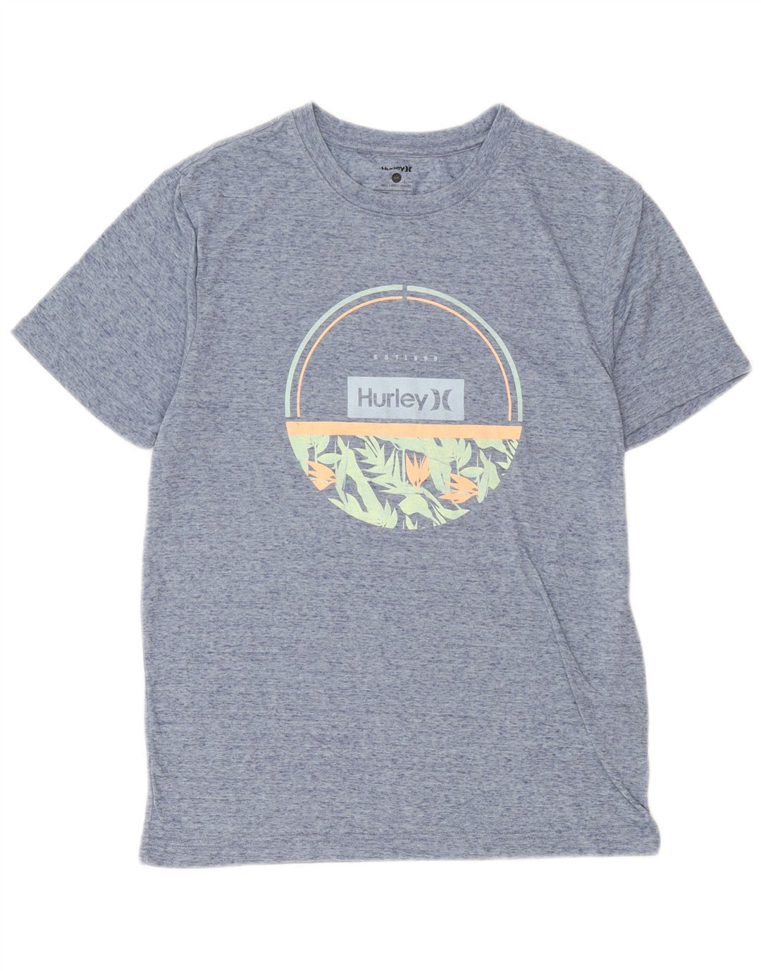 Hurley - Camiseta gráfica para hombre, talla pequeña, poliéster moteado en azul