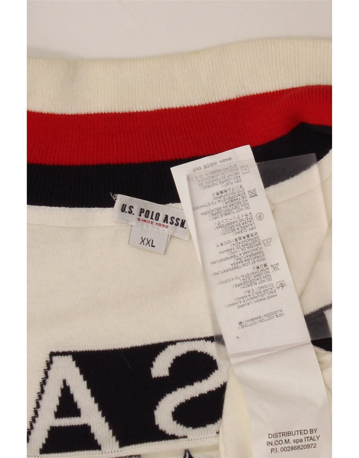 ASSN DE POLO DE EE. UU. Suéter tipo cárdigan con gráfico de EE. UU. para hombre 2XL Algodón blanco