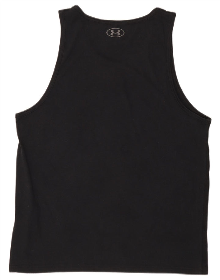 Under Armour Camiseta sin mangas con gráfico para hombre, tamaño grande, algodón negro