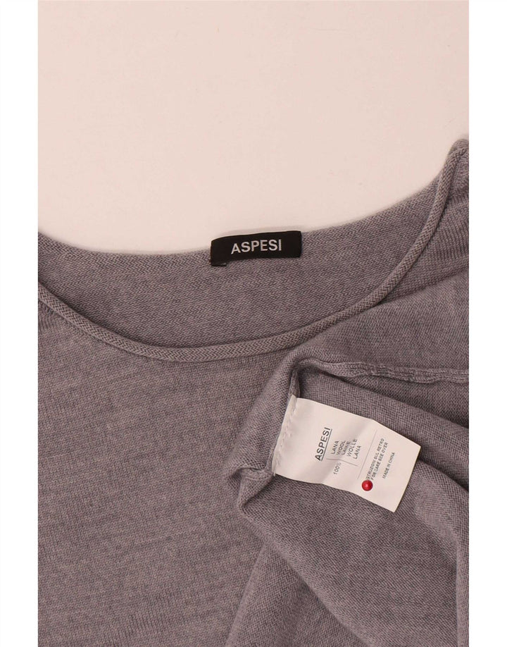 Aspesi - Jersey para mujer con cuello barco, talla 40, talla grande, lana gris