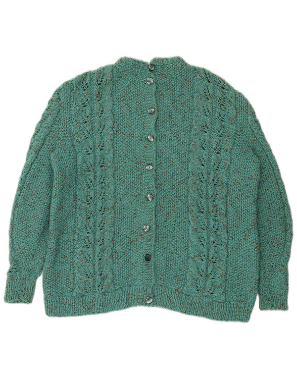 Vintage mujer Cardigan suéter Reino Unido 16 grande turquesa moteado