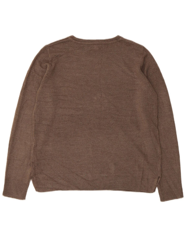 Marks & Spencer Suéter de cuello redondo para mujer UK 10 Small Marrón Acrílico