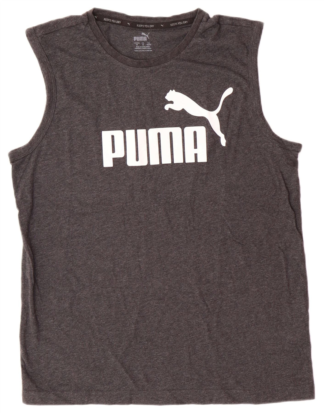 PUMA Camiseta sin mangas estampada de algodón moteado en gris medio para hombre