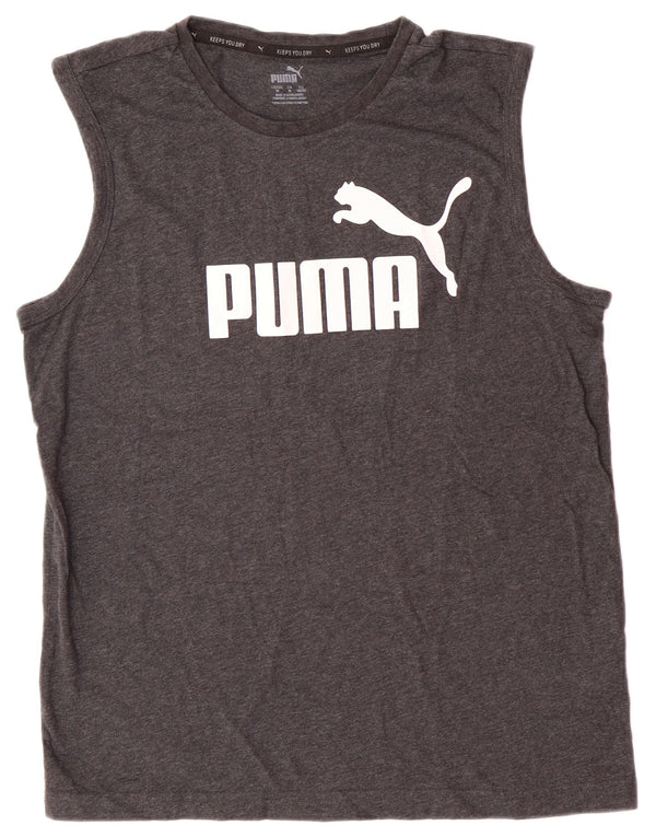 PUMA Camiseta sin mangas estampada de algodón moteado en gris medio para hombre