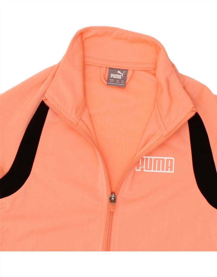 PUMA Girls Tracksuit Top Jacket 9-10 Years Orange Polyester Vintage Puma and Second-Hand Puma from Messina Hembry 