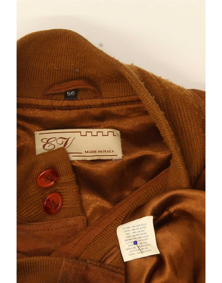 Vintage hombres ante bomber chaqueta IT 56 3XL cuero marrón