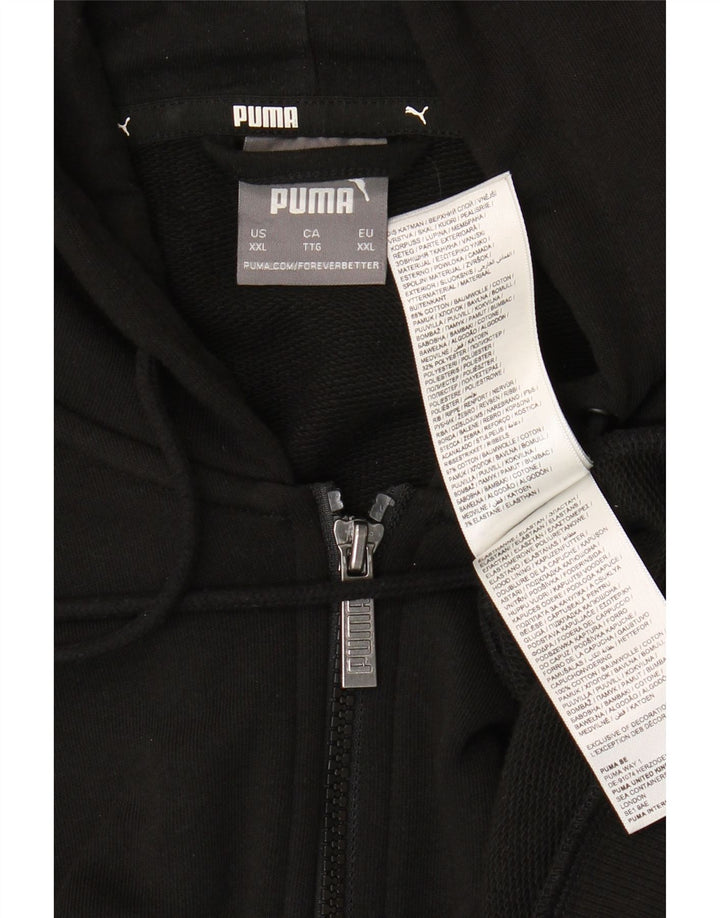 Puma Sudadera con capucha y cremallera para hombre, talla 2XL, algodón negro