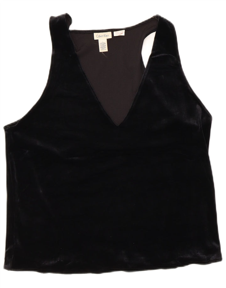 CALVIN KLEIN Blusa sin mangas para mujer UK 44 Grande Poliéster negro