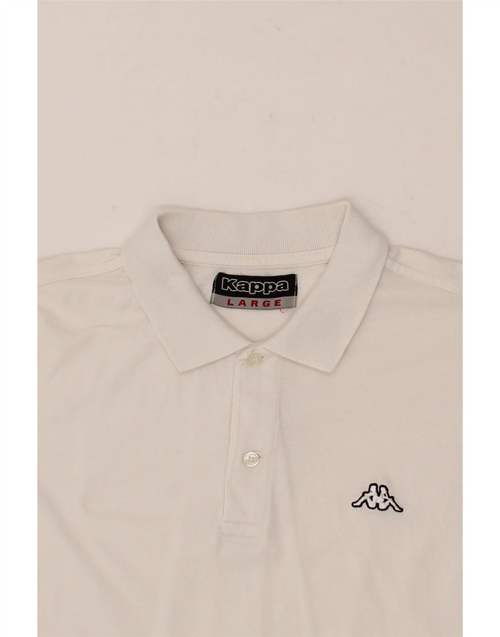 KAPPA Mens Polo Shirt Large White Cotton Vintage Kappa and Second-Hand Kappa from Messina Hembry 