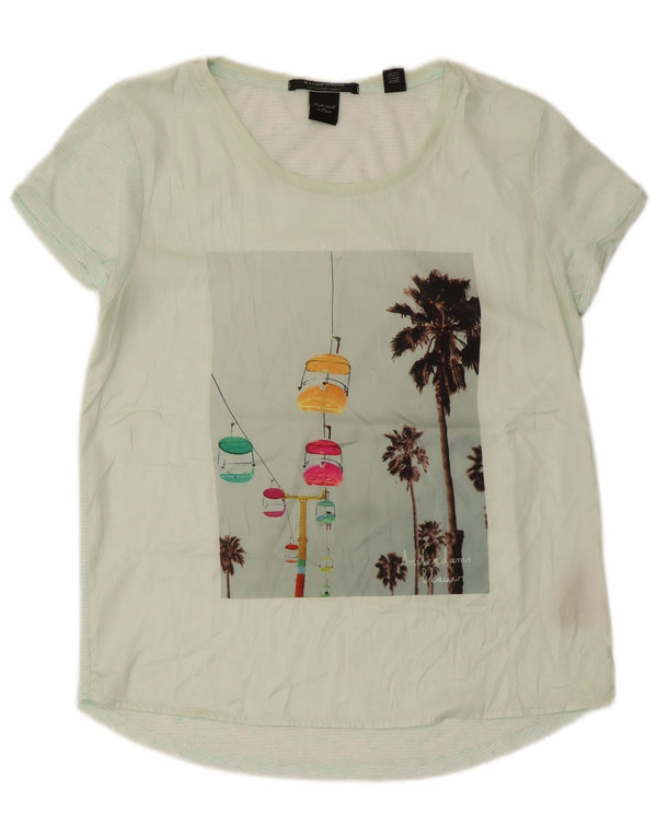 Maison Scotch Camiseta gráfica para mujer Top UK 40 Poliéster verde medio