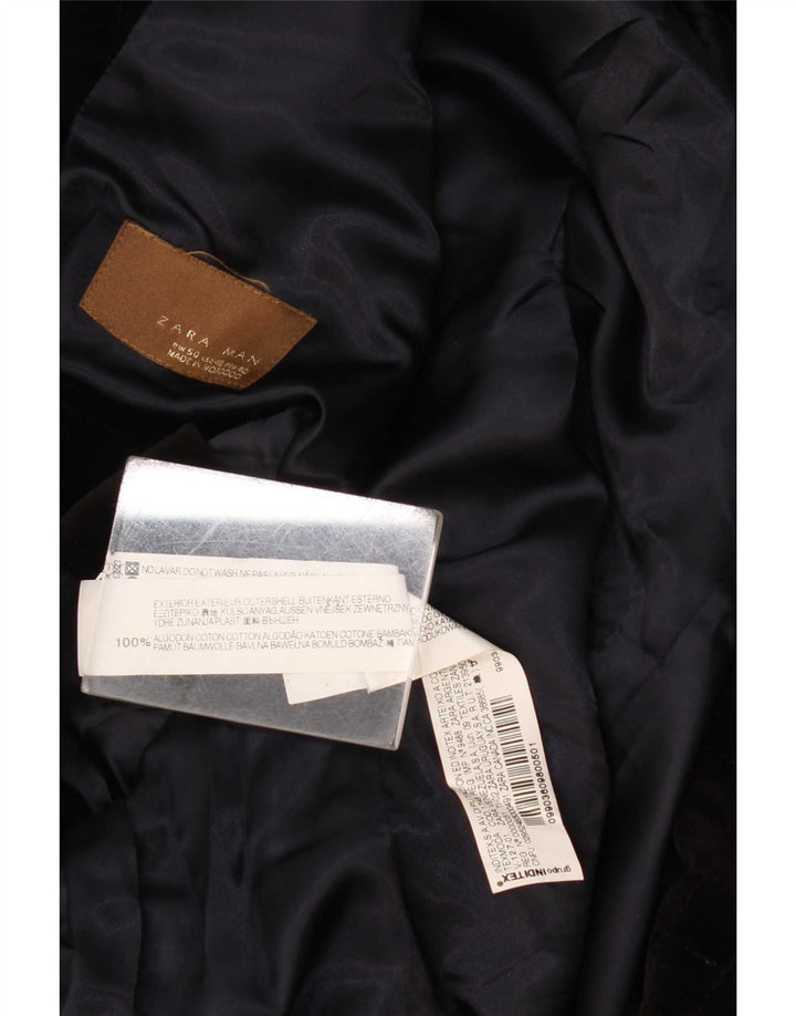 Zara Chaqueta Blazer de Terciopelo con 1 Botón para Hombre EU 50 Mediano Negro Algodón