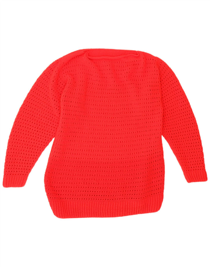 Vintage hombres barco cuello jersey suéter Reino Unido 12 rojo medio