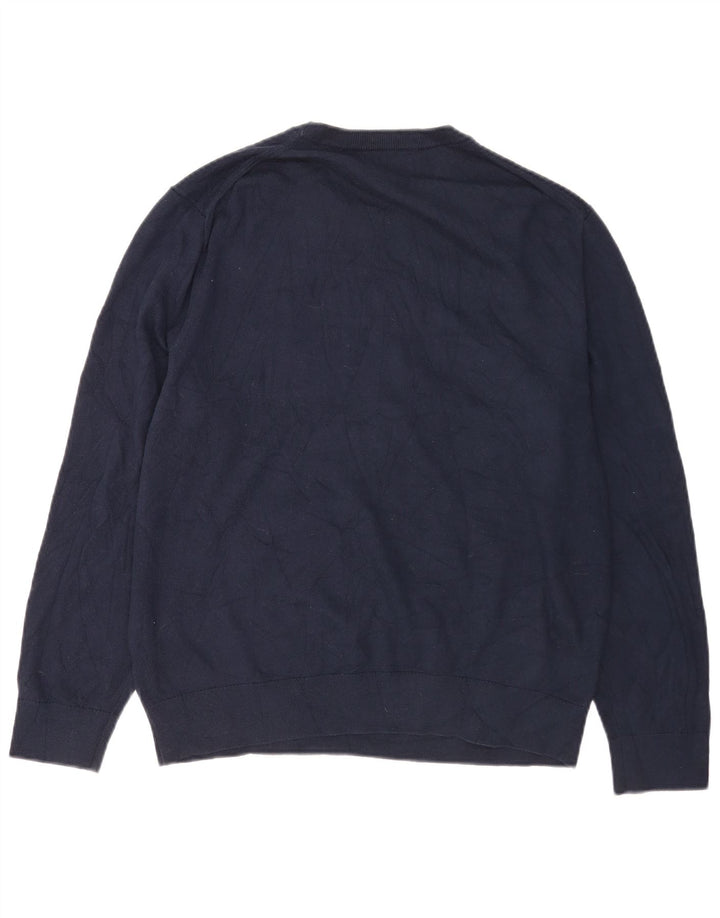 Nautica Jersey de cuello redondo para hombre, talla grande, azul marino