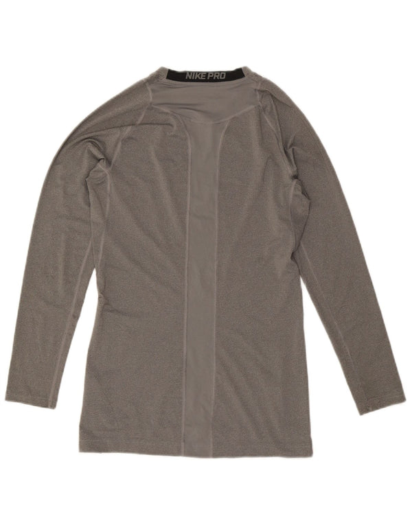 Nike Camiseta Dri Fit De Manga Larga Para Hombre Poliéster Color Block Gris Medio