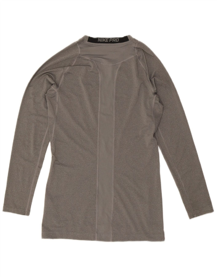 Nike Camiseta Dri Fit De Manga Larga Para Hombre Poliéster Color Block Gris Medio