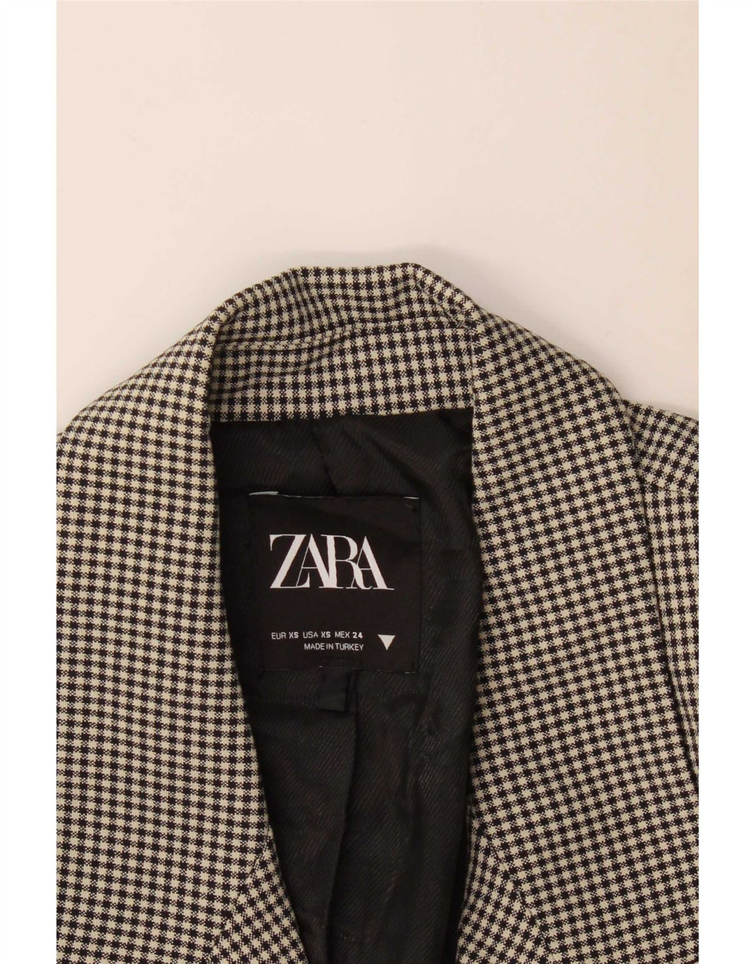 Zara Chaqueta Blazer De Doble Botonadura para Mujer UK 6 XS Black Gingham