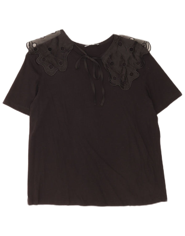 Zara Mujer Blusa Top UK 10 Small Negro