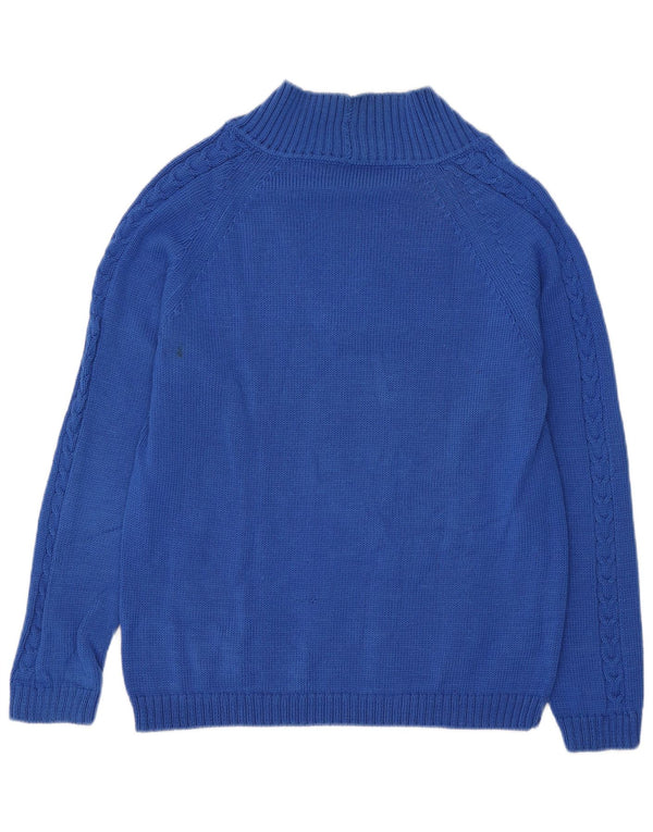 Vintage hombres V-cuello jumper suéter azul medio