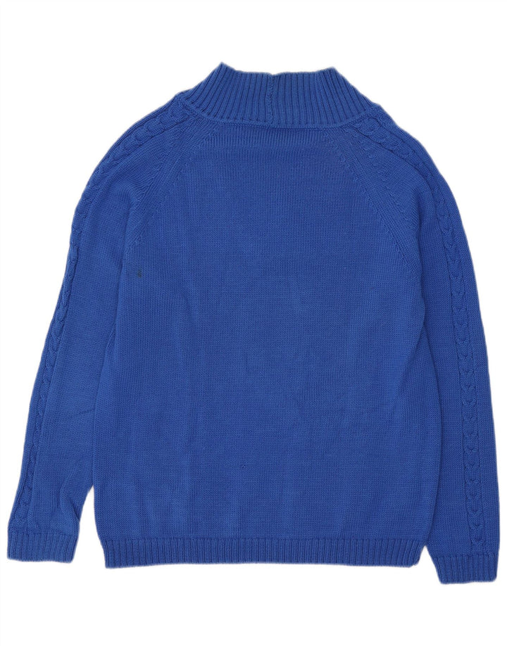 Vintage hombres V-cuello jumper suéter azul medio