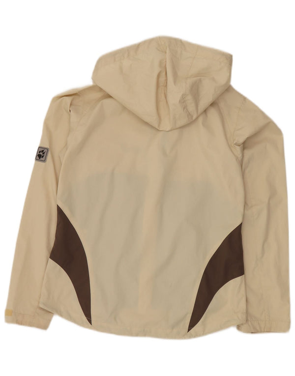 JACK WOLFSKIN Chaqueta impermeable extragrande para mujer UK 10 Small Beige Colorblock