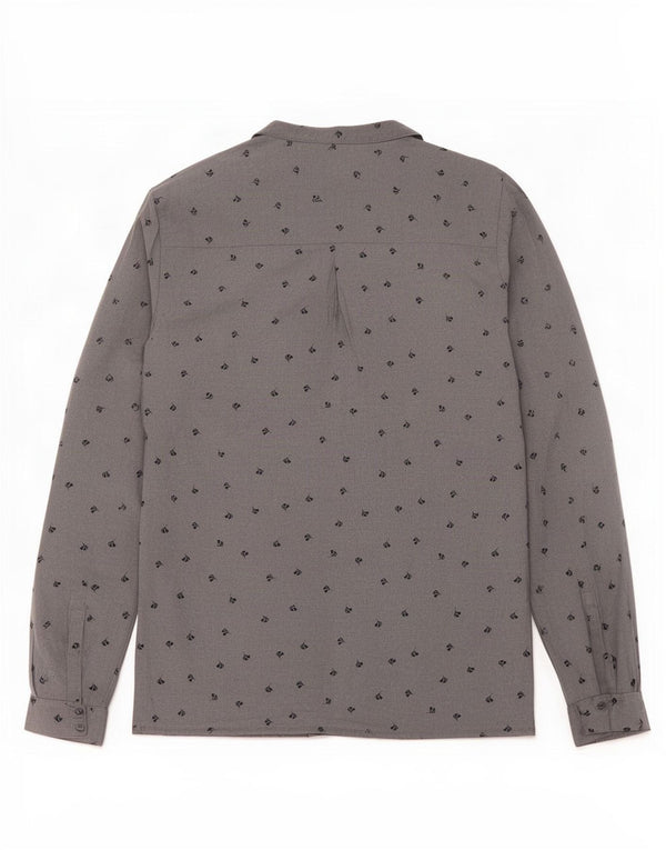 Rohan Mujer Camisa Blusa UK 10 Pequeño Gris Floral Poliéster