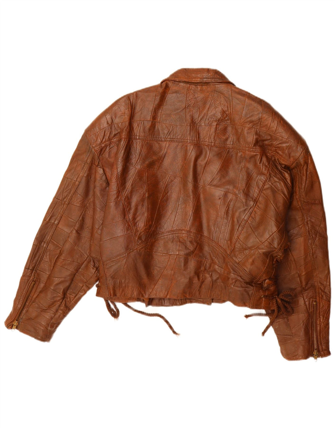 Chaqueta de cuero vintage para mujer IT 42 Cuero patchwork marrón medio