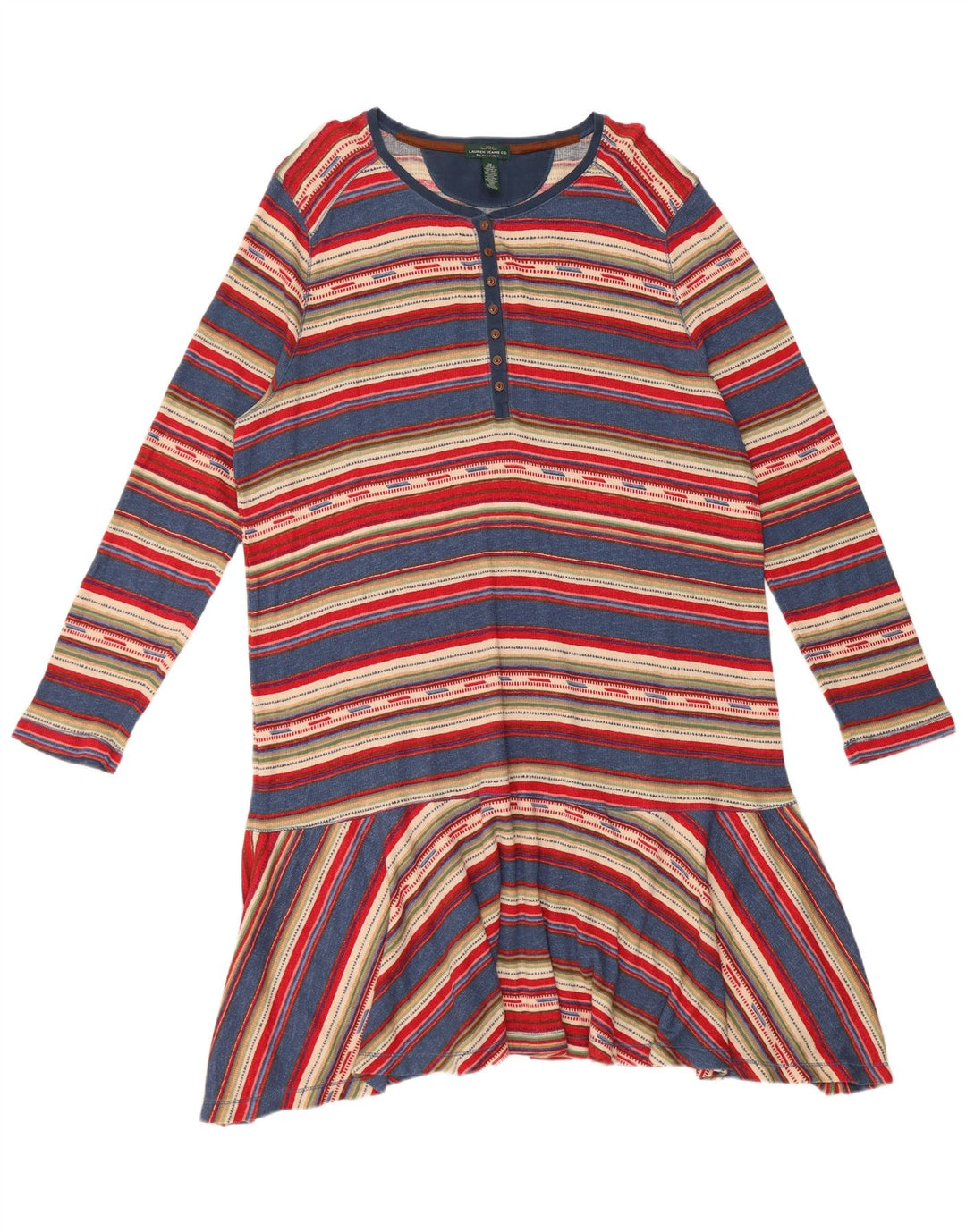 RALPH LAUREN Vestido de cintura caída para mujer UK 22 3XL Rayas multicolores