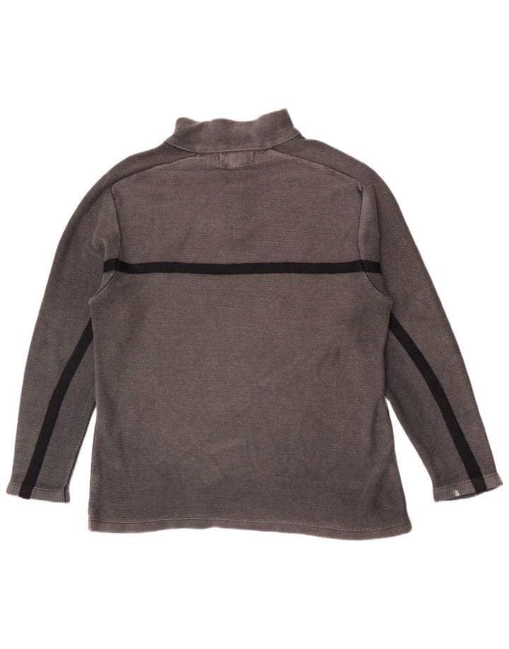 WEIRD FISH Sudadera con cuello con cremallera para hombre, jersey pequeño de algodón gris con bloques de color