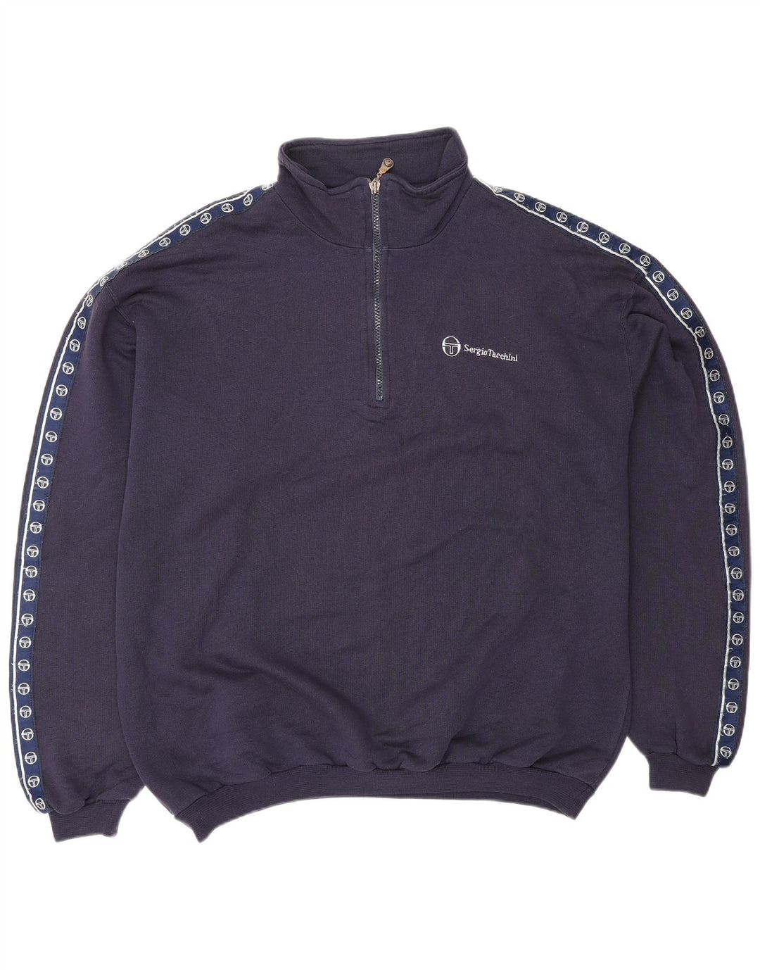SERGIO TACCHINI Sudadera con cuello con cremallera y gráfico para hombre XL Azul marino