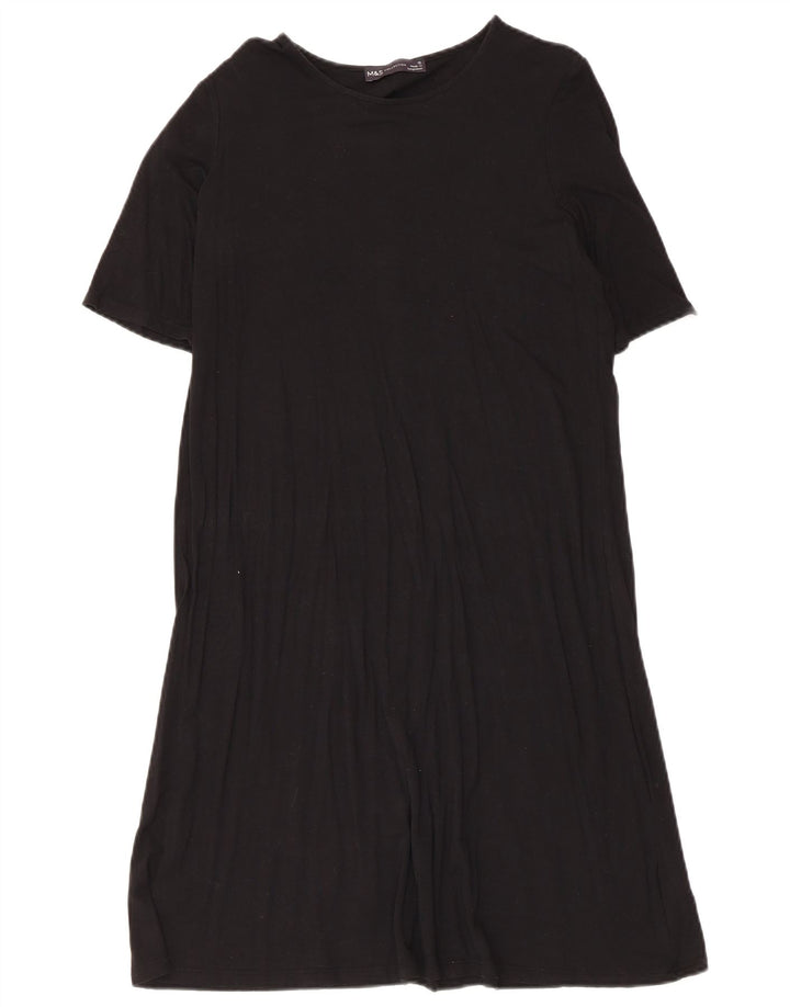 Marks & Spencer Vestido tipo camiseta para mujer UK 42 Viscosa negra mediana