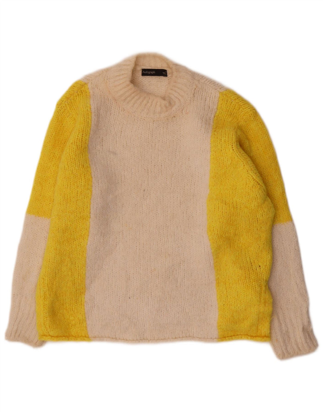 Marks & Spencer Suéter tipo jersey con cuello alto para mujer UK 10 Small Off White