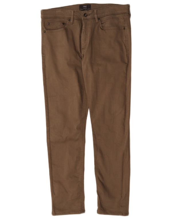 Marks & Spencer Pantalones casuales ajustados para hombre W34 L29 Algodón marrón