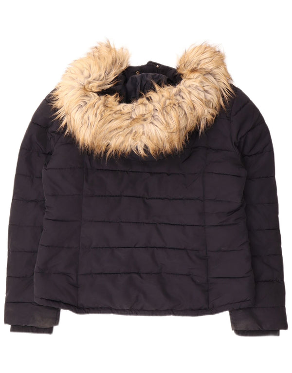 Topshop Chaqueta acolchada con capucha para mujer UK 40 Mediana Azul marino Poliéster