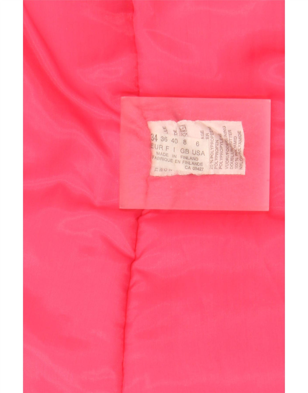 Vintage mujer abrigo acolchado de gran tamaño Reino Unido 8 pequeño algodón rosa