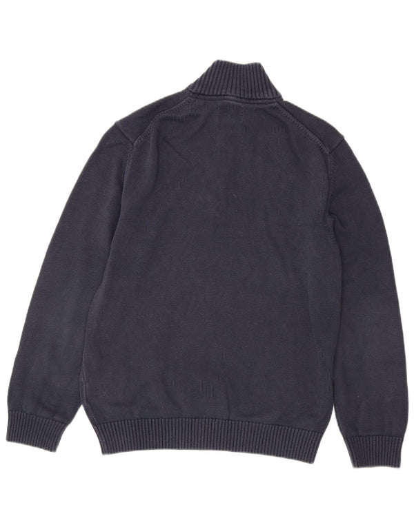 Gant Hombre Zip Neck Jumper Sweater Large Azul Marino Algodón