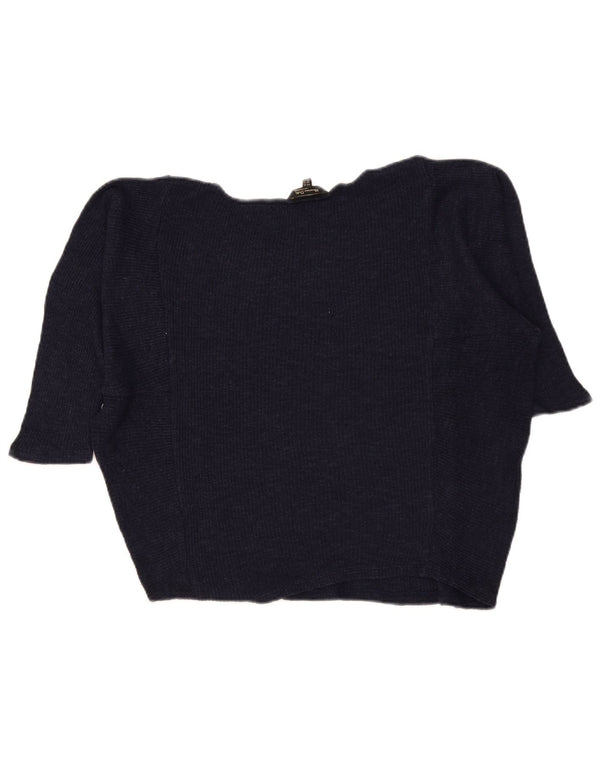 Massimo Dutti Jersey Mujer Manga 3/4 Cuello Barco UK 6 XS Azul Marino