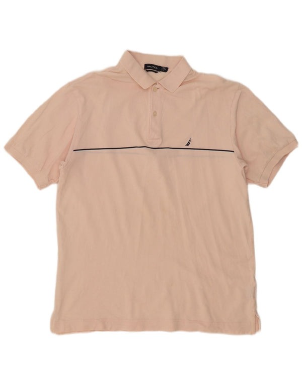 Nautica Polo para hombre de algodón a rayas rosa grande