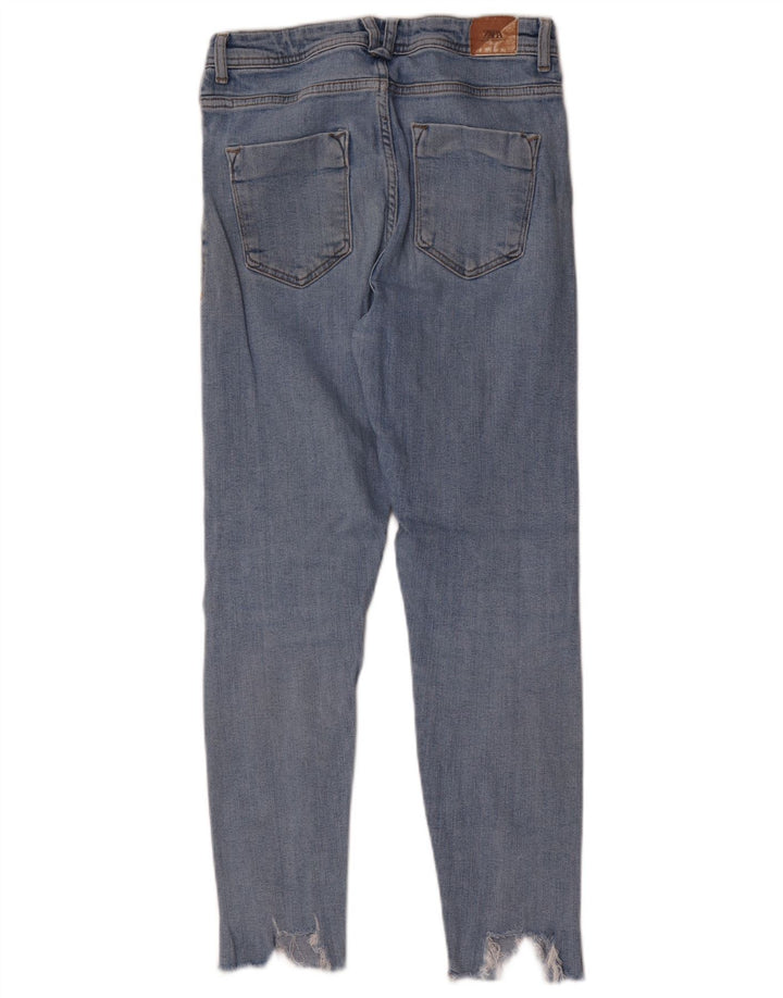 Zara Jeans Ajustados Desgastados para Mujer EU 40 Medium W30 L28 Azul