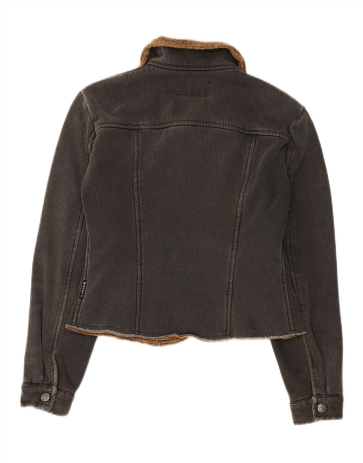 Armani Jeans Chaqueta Sherpa De Mezclilla Corta Para Mujer IT 42 Poliéster Negro Mediano