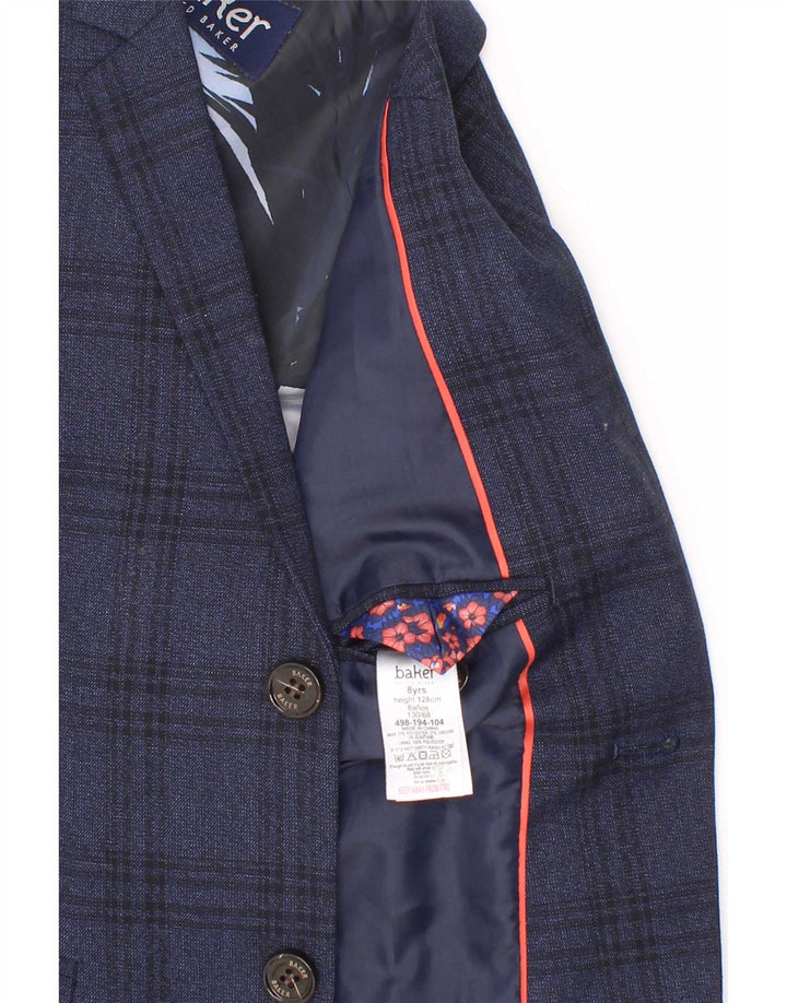 Ted Baker Chaqueta tipo blazer de 2 botones para niños 7-8 años Poliéster a cuadros azul marino